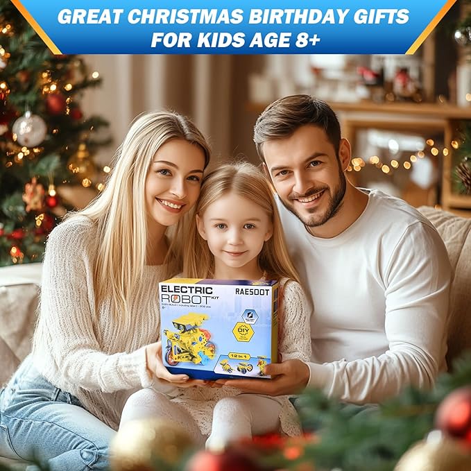 STEM Toys for Kids Age 8-13, 12-in-1 Robot Building Toys Science Kits with Rechargeable Battery, Christmas Birthday Gifts for 8 9 10 11 12 14 Year Old Boys Girls