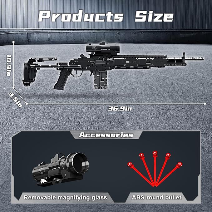 Finger Rock MK14 Building Blocks Set for Adults, 1:1 Simulation Model Toy with Shooting Function, Cool DIY Collectible Building Bricks Gifts for Boys 14+, 1606 Pcs