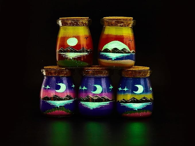 YUANLUGV Sand Art Bottles, Colored Sand with Luminous Sand Art Crafts Gift for Kids, Elegant and Exquisite Sand Art Craft Bottle,Gifts for Girls Boys Kids Women Birthday (A)