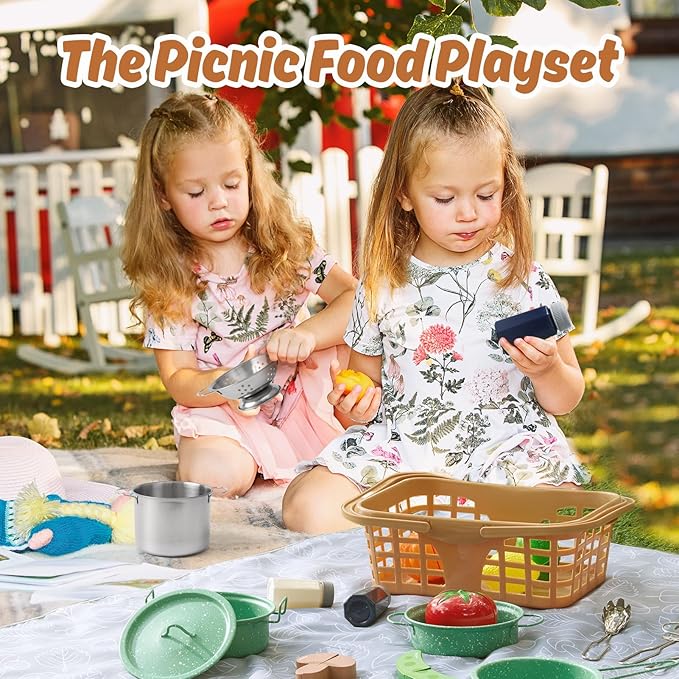Kids Play Kitchen Toy Accessories Set Toddler Cooking Playset Colorful Stainless Steel Pots and Pans Birthday Gifts for 3+ Girls Boys (New Green)