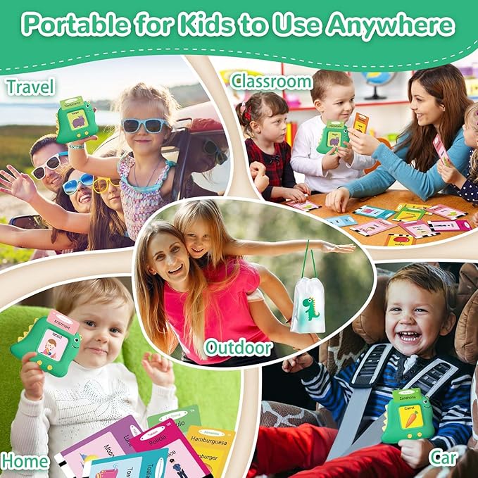 Spanish Talking Flash Cards Bilingual - Toddler Toys for 2 3 4 5 Year Old Boys and Girls, Autism Sensory Toys for Kids Learning Montessori Toys, Español/English Speech Therapy Preschool Gifts