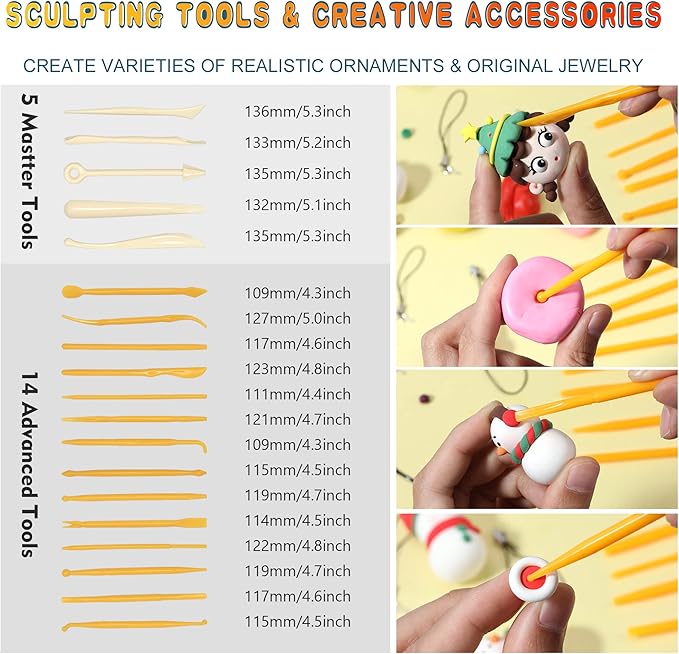 Polymer Clay 60 Colors, Modeling Clay for Kids Oven Baked Model Clay Non-Sticky with Sculpting Tools DIY Starter Kits,and Accessories,Great Clay