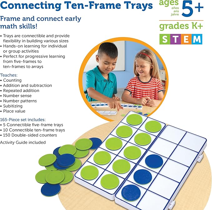 Learning Resources Connecting Ten-Frame Trays, 165 Pieces