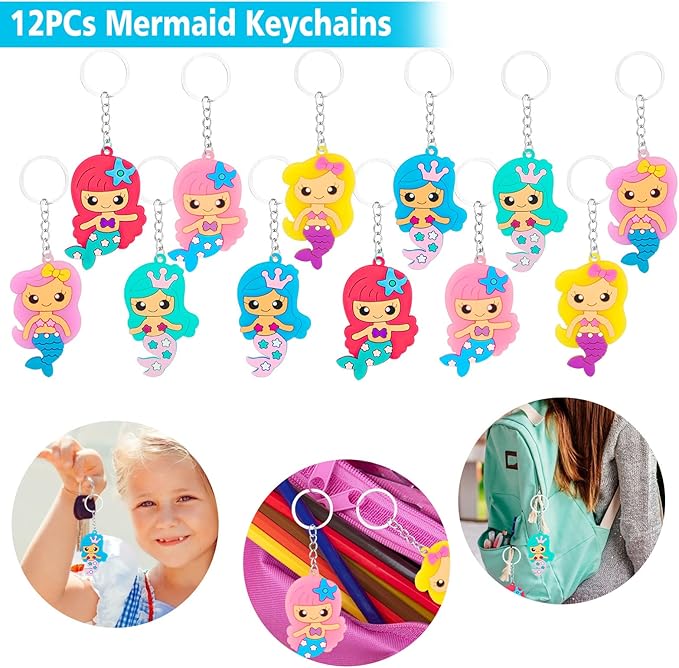 102Pcs Mermaid Party Favors Mermaid Bags Mermaid Slap Bracelets Rings Keychain Mermaid Hair Rings Temporary Tattoos Stickers for Kids Birthday Party Supplies Mermaid Goodie Bag Fillers