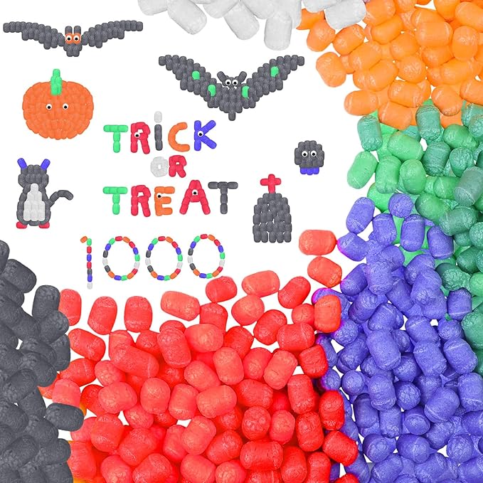 Junkin 1000 Pcs Magic Noodles Foam Crafts Puffs Corn Super Crafts Arts Kit Bulk Building Blocks Model Toys Valentines Kid Gifts for Kindergarten School Stimulates Creativity Supplies(Bright Colors)