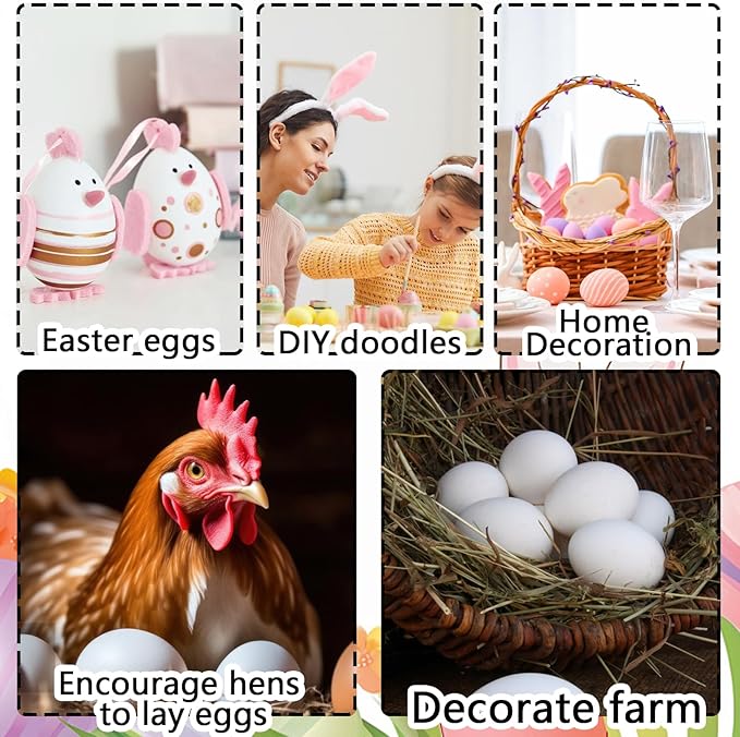 10pcs Wooden Fake Eggs, White Wooden Easter Eggs, DIY Kitchen Pretend Game Food Set, Children's Kitchen Game Toys, Home Decoration Products, Fake Eggs for Home Farm Decoration