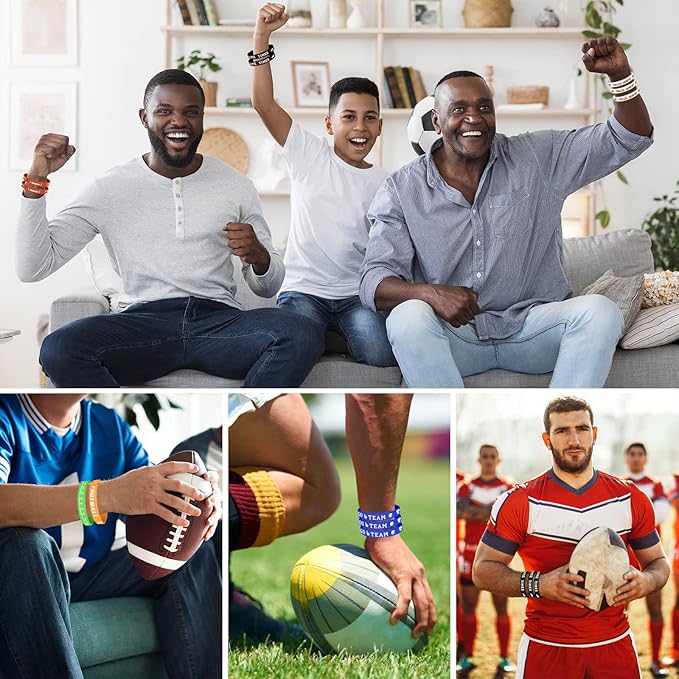 MIAHART Football Theme Bracelets Silicone Wristband for Sport Theme Birthday Party Favors, 6 Styles (34)