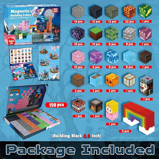 Magnetic Blocks - 150 PCS Build Dark Swordsman's Forest Castle - Magnetic Toys for Montessori Toddler Christmas Birthday Gifts - STEM Sensory Toys for 3 4 5 6 7 8 9 10 Year Old Boys & Girls