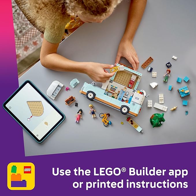 LEGO Friends Friendship Camper Van Adventure Toy Building Set - Pretend Play Set for Kids, Girls and Boys, Ages 7+ - Gift Idea for Birthday - with 3 Minidolls and Ferret Figure - 42663