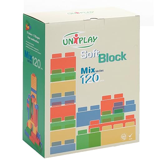 UNiPLAY Mix Soft Building Blocks - 120-Piece Set for Infant Early Learning, Cognitive Development, and Toddler Creative Play - Ages 3 Months+