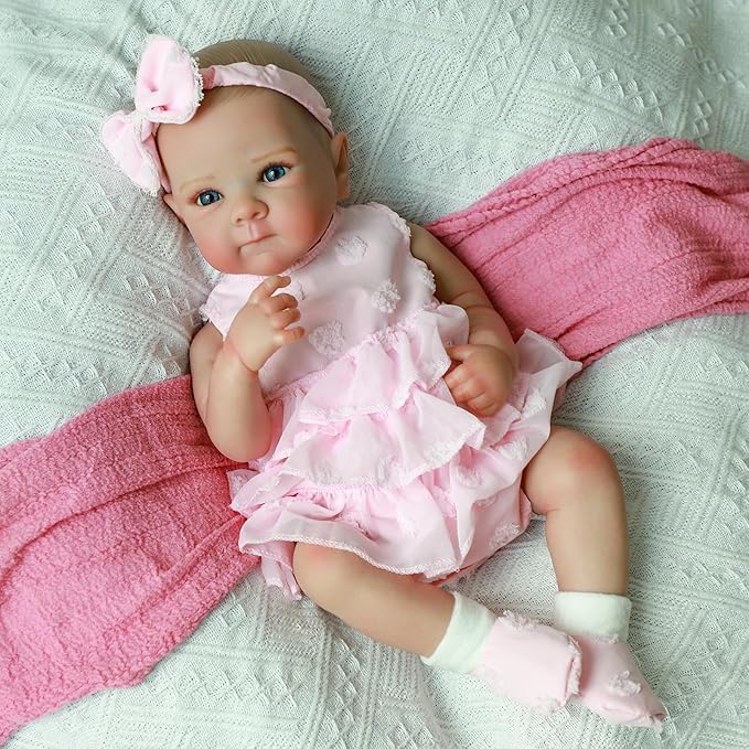 Reborn Baby Dolls - 20 Inch Realistic Baby Doll Real Life Baby Dolls Lifelike Newborn Baby Doll Girl with Soft Full Vinyl Body and Accessories can Swimming Baby Dolls for 3+ Years Old Kids Gifts