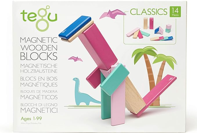 14 Piece Tegu Magnetic Wooden Block Set, Blossom