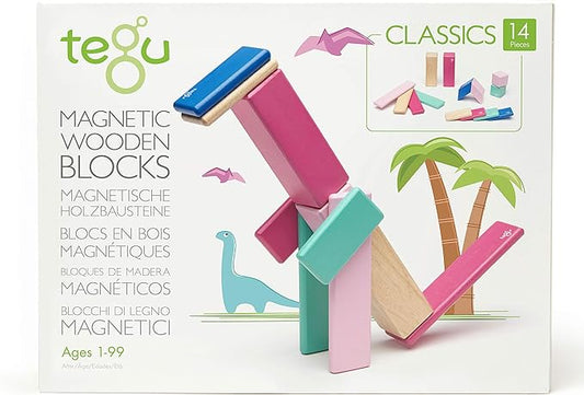 14 Piece Tegu Magnetic Wooden Block Set, Blossom
