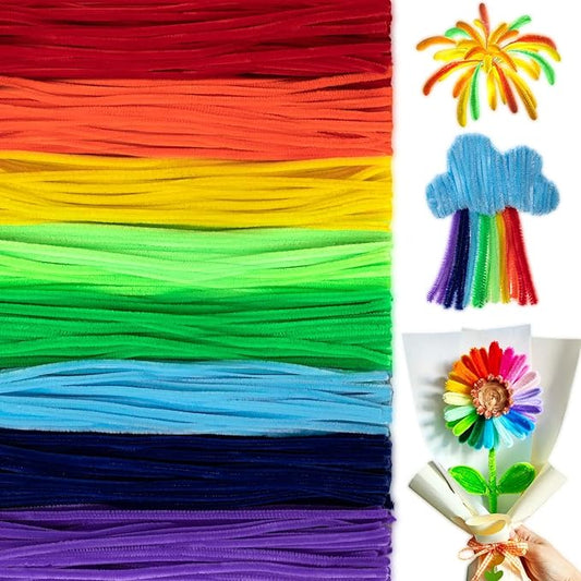 Peryiter 500 Pieces Pipe Cleaners Chenille Stems 12 Inch Craft Supplies Bulk for DIY Art and Craft Projects Creative Gift Wrapping Party Decorations(Rainbow Color,12 Inch)