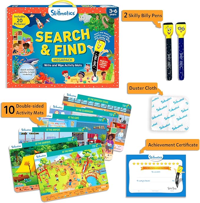 Skillmatics Preschool Learning Activity - Search and Find Megapack Educational Game, Perfect for Kids, Toddlers Who Love Toys, Art and Craft Activities, Gifts for Kids Ages 3, 4, 5, 6