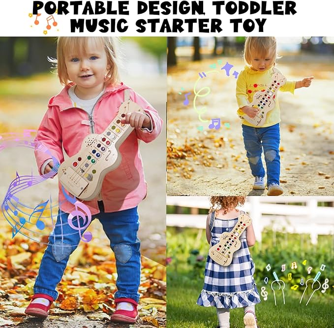 LED Busy Board, Wooden Sensory Toys for Toddler, Montessori Music Toy for Airplane, Travel Activity Educational Learning Toy, Busy Light Switch Autism Toys, Birthday Boys Girls Gifts