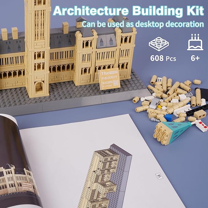 Oichy Parliament Hill Model Building Kits, World Famous Architectural Building Blocks Set, Ottawa Parliament Toy Building Sets for Adults and Kids(608 PCS)