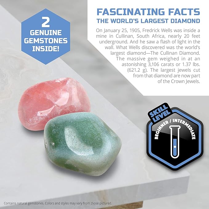 Discovery #MINDBLOWN Mini Unearthed Gemstones Dig Set, 2 Pack Excavation Kit w/Chisel, App & Poster, Interactive Archaeology Geology Experiment, Fun & Educational Science STEM Toy for Kids 6+