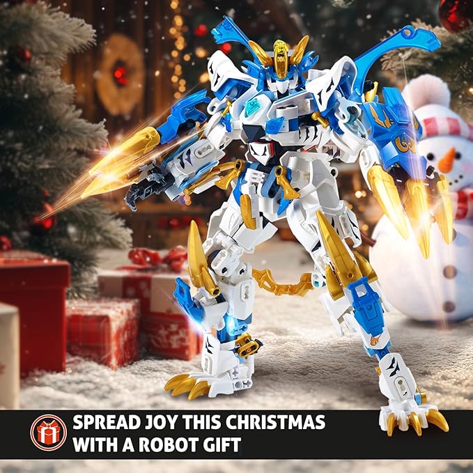 Mech Building Blocks Action Figure Toys, 2in1 White Tiger Transforming Robot Building Set, Converts to Tiger Model, for Adults Kids Boys Ages 8+(515 Pieces) (White Tiger)
