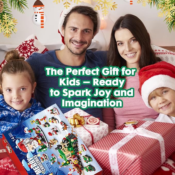 Calendar 2024 Christmas Building Blocks Set, 6 IN 1 Christmas Toys, Building Blocks Toys Holiday Countdown Calendars, Ideas Gift for for Teens Boys Girls 6-12 Year (Small Train)