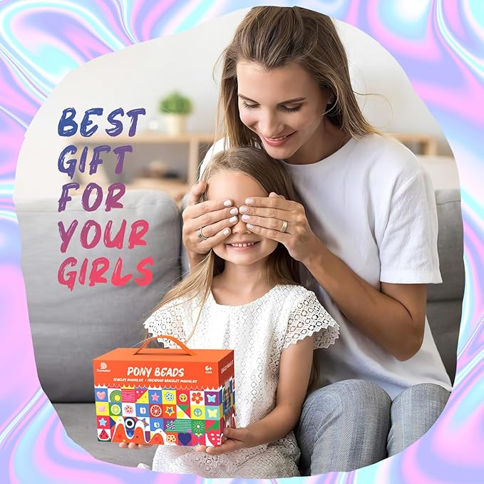 Dowsabel 6 Boxes 120 Colors Pony Beads Bracelet Making Kit, Beads for Jeweley Making with Letter Beads Kandi Beads, DIY Arts and Crafts Birthday Gifts Toys for Kids Age 6-13