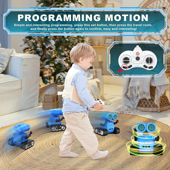 Hamourd Robot Toys for Boys Girls, Emo Robot with Walkie-Talkie Function, Gesture Sensing, Flexible Head & Arms, Programming Motion, Dance Moves, Music, Multi-Mode LED Eye, Toys for Ages