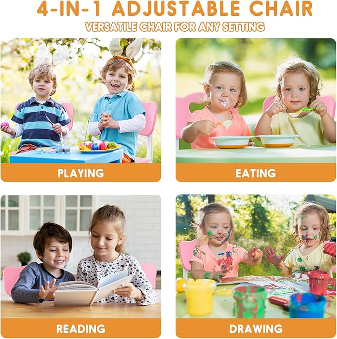 Kids Chair Adjustable Height Children Chairs Suitable for Children Age 2-8 with Foot Covers for Home Classroom Kindergarten and Children's venues Two-Pack