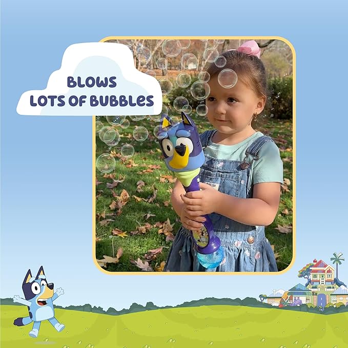 Little Kids BLUEY Light and Sound Musical Bubble Wand, Includes Bubble Solution