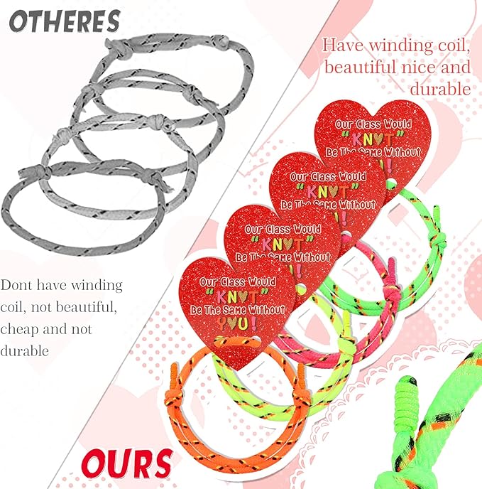 Batiyeer 48 Set / 96 Pcs Valentine Friendship Bracelets Card Gifts Set valentines bracelets bulk Valentine Exchange Gifts Classroom Prize for Students Kids Valentine Party Favors