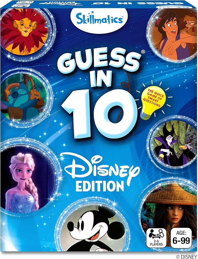 Skillmatics Card Game - Guess in 10 Disney, Perfect for Girls, Boys, Kids, Teens, Adults Who Love Board Games, Cinderella, Mickey Mouse, Moana, Valentine's Day Gifts for Ages 6, 7, 8, 9 and Up
