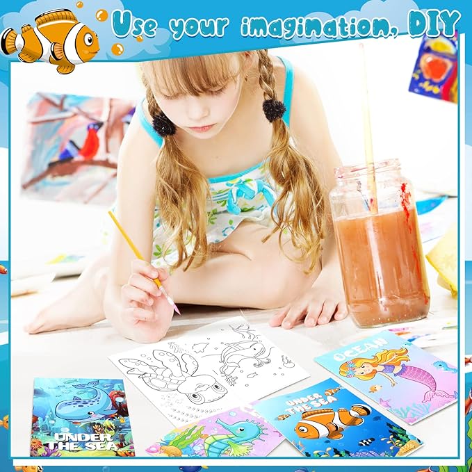 Estune 40 Pcs Coloring Books Under The Sea Ocean Party Favor for Kids Coloring Book Set Mini Small Coloring Books Goodie Bag Stuffers Gift Classroom Home
