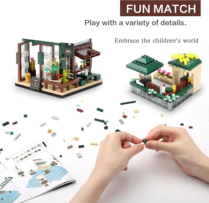 Street View Mini Building Blocks Coffee House Shop Store Building Kit Simulation Construction Educational Creative Toy for Boys Girls Age 8+ 1025 pcs