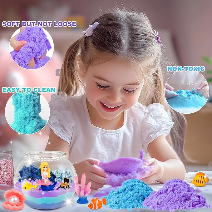 Light Up Mermaid Terrarium Kit for Kids, DIY Mermaid Toys Craft Kits for Kids, LED Night Light with Remote for Girls Ages 4-12 Year Old, 4 Light Modes, DIY Arts & Crafts Gift for Girls