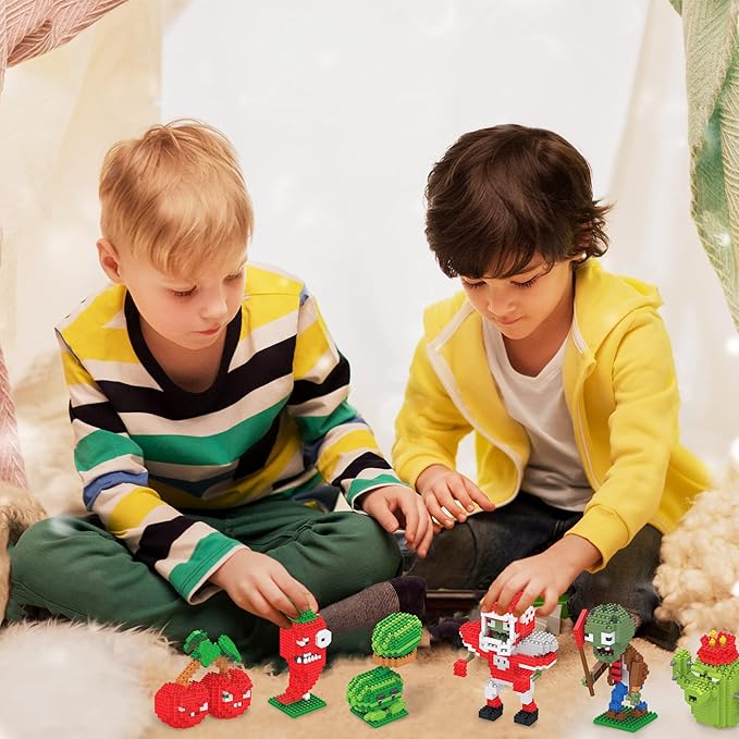 Plants vs. Zombies Building Blocks 2090 PCS Contain Flag &Football Zombie/Melon-pult/Jalapeno/Cherry Bomb/Cactus Assembly Model Toys Set for Girls Boys Brithday, Christmas