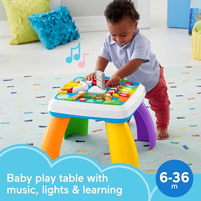 Fisher-Price Baby to Toddler Toy Laugh & Learn Around The Town Learning Activity Table with Music & Lights for Infants Ages 6+ Months (Amazon Exclusive)