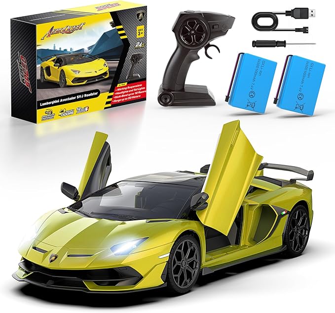 Lamborghini Remote Control Car, Officially Licensed 1:14 Lambo RC Car for Boys Girls Birthday Gift, Green Toys for 3 4 5 Years Old(Green)