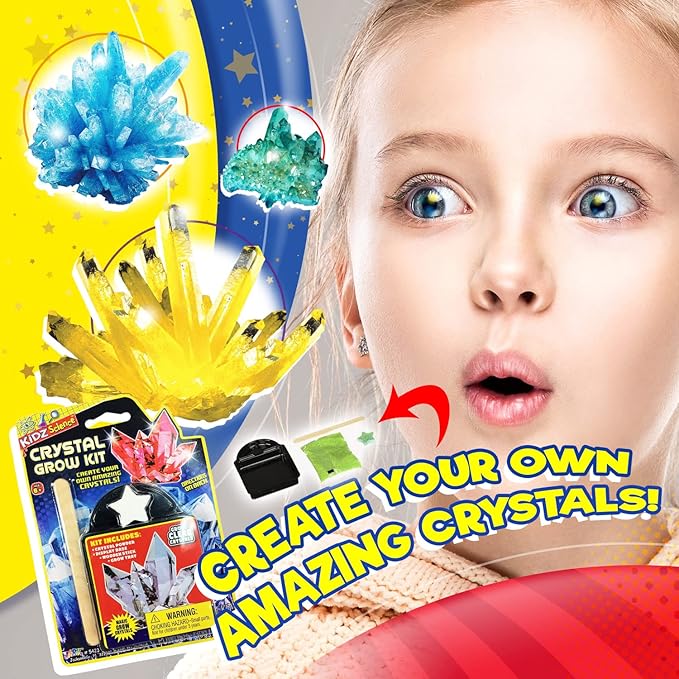 JA-RU Kids Science Kit Crystal Grow Kit (8 Crystal Kits) DIY Stem Learning Toys Grow Crystals Kit for Kids Growing Gemstone & Crystals. Cool Educational Toy Science Toy Gifts for Boys & Girls 5423-8s