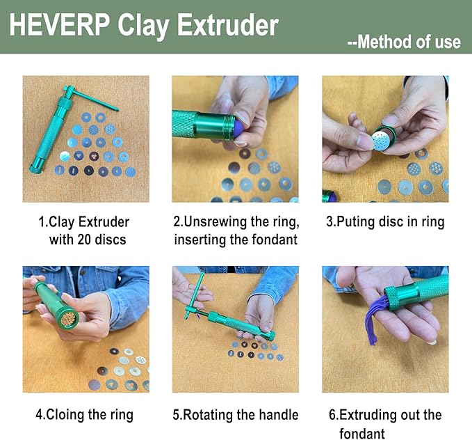 HEVERP Stainless Steel Clay Extruders Sugar Paste Extruder Cake Fondant Decorating Tool Set (Red)