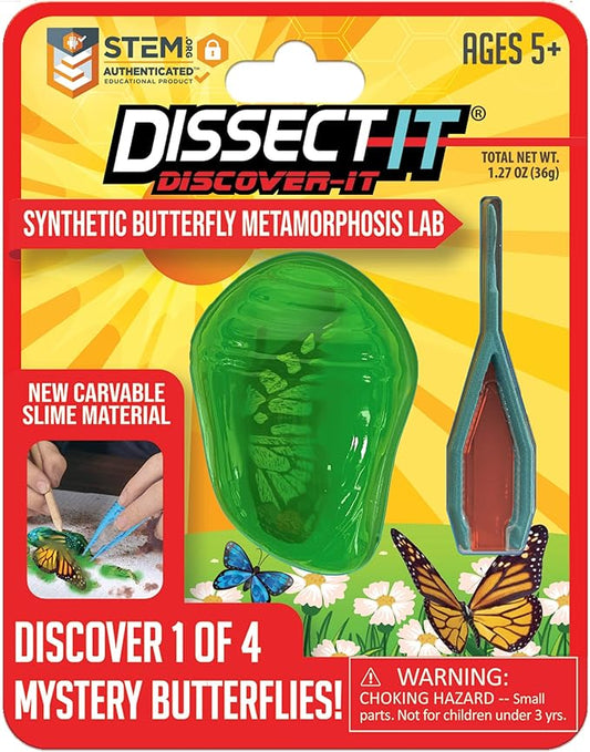 Top Secret Toys Discover-It Dissection Kit for Kids, Synthetic Butterfly Metamorphosis Science Lab Kit, STEM Science Toys for Kids Ages 5 and Above