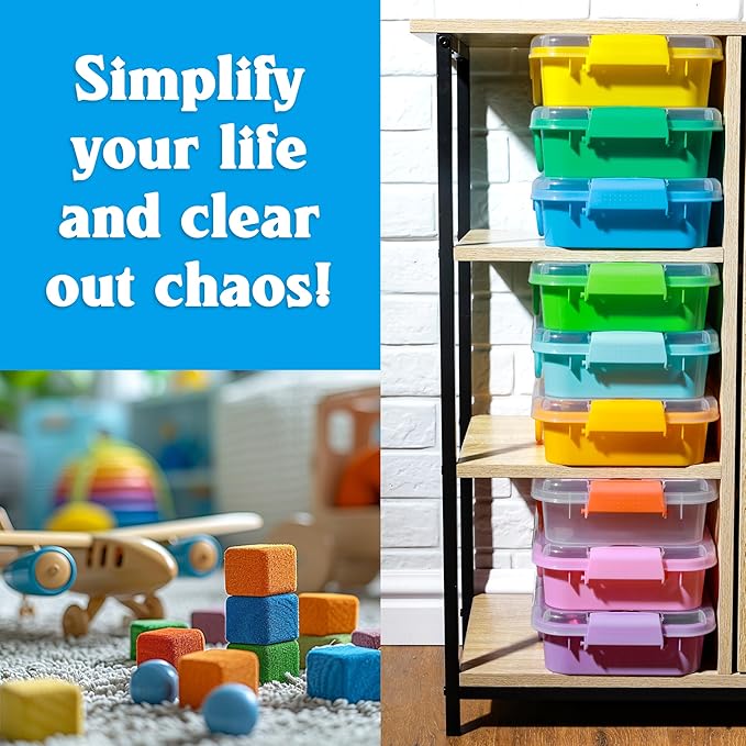 Carolart 3 Pack,Empty Sensory Bin,13.5 Inch Storage Container,Portable Plastic Storage Bins, Stackable Play Tray for toys,arts,crafts and sand.