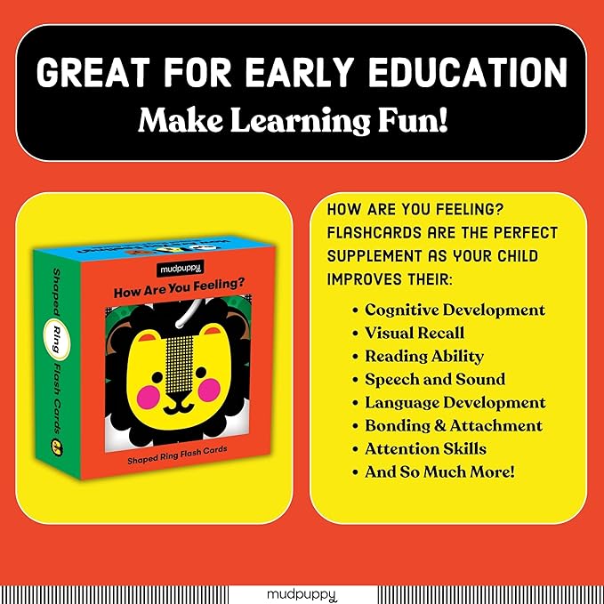 Mudpuppy How Are You Feeling? — Shaped Flashcards 10 Durable Double Sided Animal Emotion Cards And Reclosable Ring With Colorful Art For Ages 1+ Great For Preschool Or Travel For Teachers And Parents