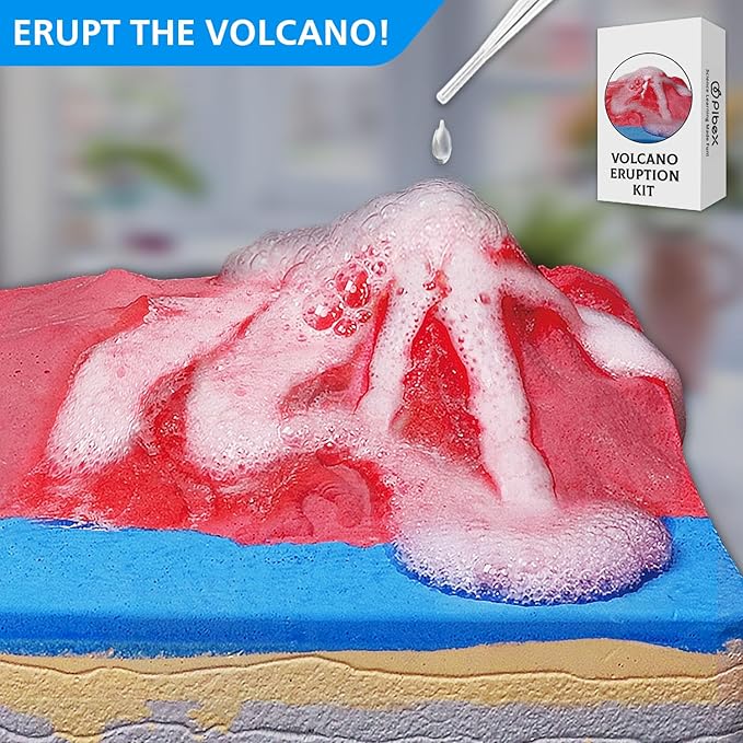 Volcano & Ocean Fossil Dig Kit, Dig up 20+ Real Fossils, Rocks, Shells & Sea Snails with Eruption Experiments, Earth Science Geology Kit for Kids, STEM Toy Gift for Boys & Girls Age 6-8-12
