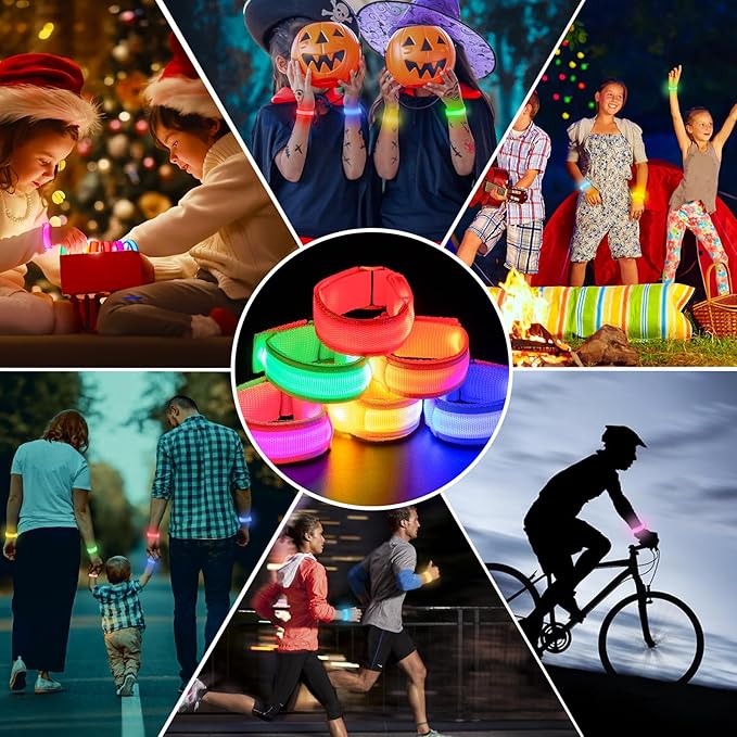 12 PCS LED Light Up Bracelets,LED Glow Flashing Wristbands,LED Glow Bracelets,Glow in The Dark Party Supplies for Sports,Camping,Festivals,Concerts,Raves and Night Events,6 Colors