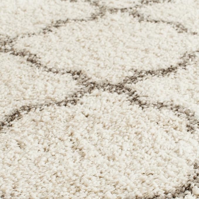 SAFAVIEH Hudson Shag Collection Area Rug - 9' x 12', Ivory & Grey, Moroccan Trellis Design, Non-Shedding & Easy Care, 2-inch Thick Ideal for High Traffic Areas in Living Room, Bedroom (SGH282A)