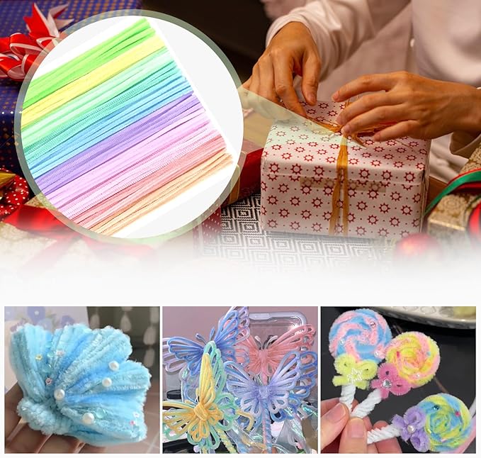 TOAOB 100pcs Pipe Cleaners Colorful Pipe Cleaners Chenille Stems 6mm x 12 Inch Pipe Cleaners Craft Supplies for Art DIY Crafts Decorations