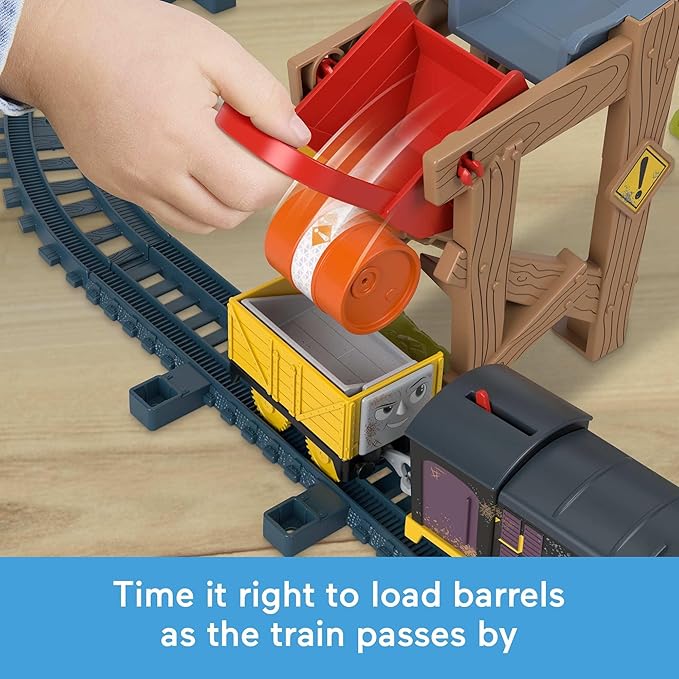 Thomas & Friends Motorized Toy Train Set Diesel’s Lift & Load Construction with Track & Cargo for Preschool Kids Ages 3+ Years