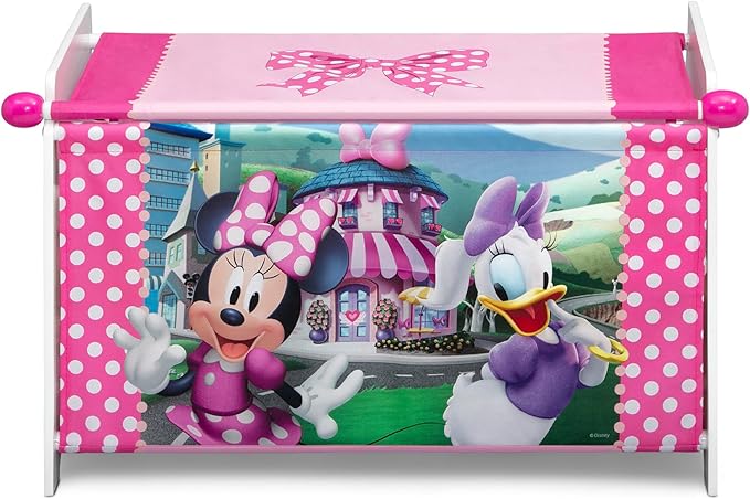 Delta Children Disney Minnie Mouse 4-Piece Toddler Room-in-a-Box Set – Includes Sleep and Play Toddler Bed, Table, 1 Chair and Toy Box, Pink