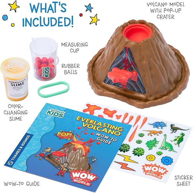 Wow in The World Everlasting Volcano | Erupt Your Volcano Again & Again, Slime Lava, Rubber Lava Rocks, Companion Audio Content, Bonus Reusable Science Tool, STEM Toy for Kids 4+ by Thames & Kosmos