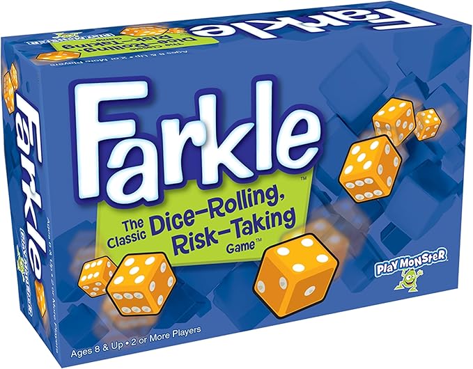 Farkle Classic Dice Game – Kids Games, Dice Games, Family Games, Travel Games, Adult Games, Board Games, Dice Cup, Dice Set, Farkle Score Sheets Included, Ages 8+