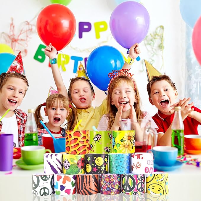 Viicoor 50PCS Slap Bracelets Color Snap Bracelet Wrisrtband for Party Favors Basket Bag Filler School Prizes Birthday Gifts Party Favors Bulk (11-Panther-50PCS)